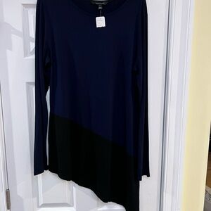 Ladies Size Large Long Tall Sally Short Long Classic Black Blouse Long Sleeve